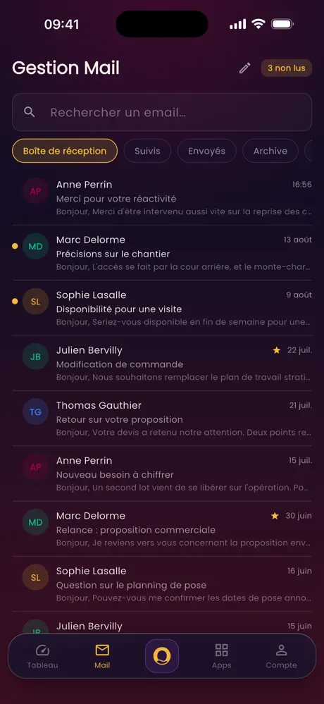 Messagerie de l’application Orizen